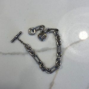 David Yurman chain link heart bracelet with pouch